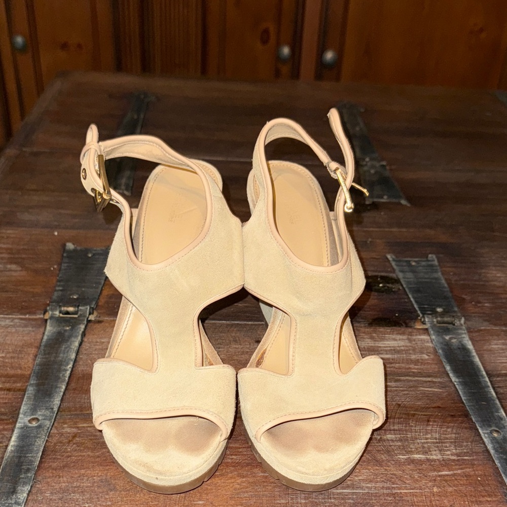 Michael Kors Nude Suede Slingback Heeled Sandals